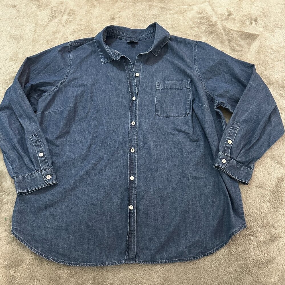J. Jill Indigo Denim Button-Front Blouse